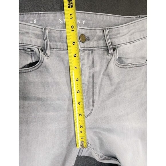 White House Black Market Jeans 8 Skinny Crop Light Wash Gray Stretch Zip Ankle - Picture 7 of 11